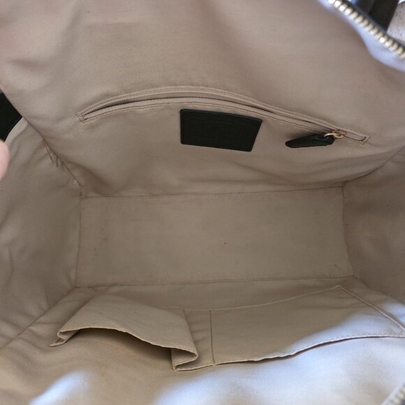 Coach Bleecker Riley 30150 Colorblock Leather Satchel Tote Bag Tan Black White - Picture 4 of 16